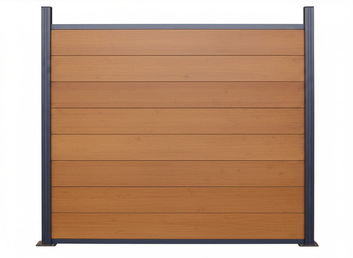 Das aMBOOO Sichtschutz Element Typ Acapulco in der Farbe Sans mit 2 Aluminiumpfosten in der Farbe anthrazit