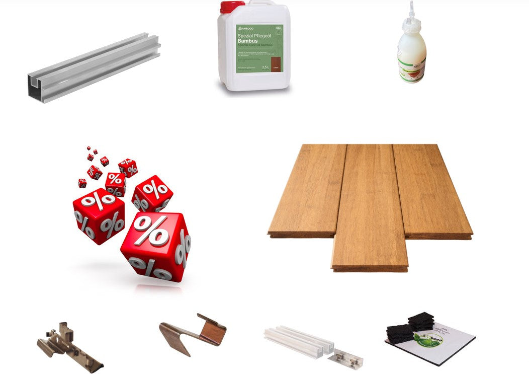 Das-aMbooo-Closeddecking-Bambus-Terrassen-Sparpaket mit einer Aluminium Unterkonstruktion.