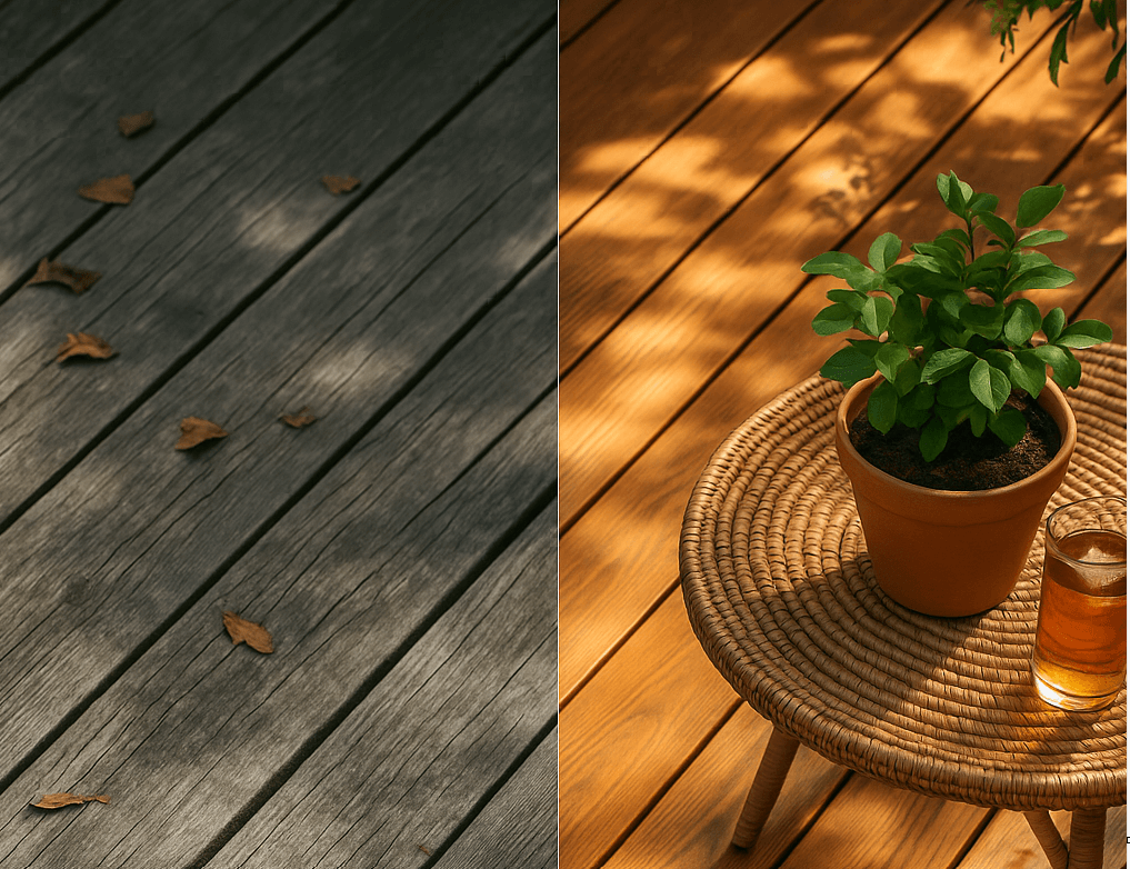 Die Terrassenpflege ein vorher - nachher Vergleich.