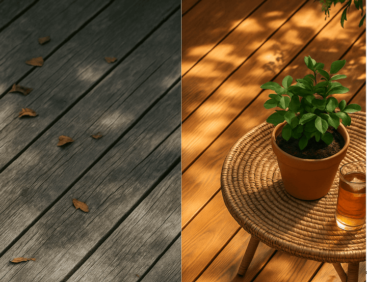 Die Terrassenpflege ein vorher - nachher Vergleich.