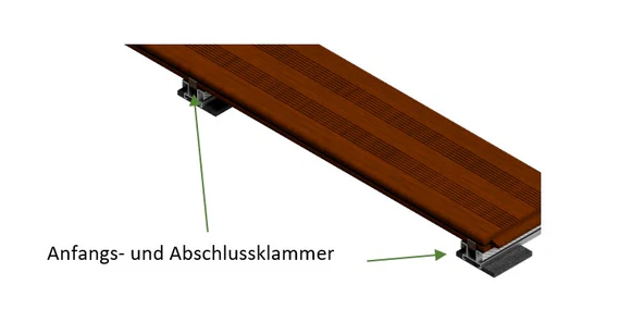 Die Montage der ersten und letzten Dielenreihe.