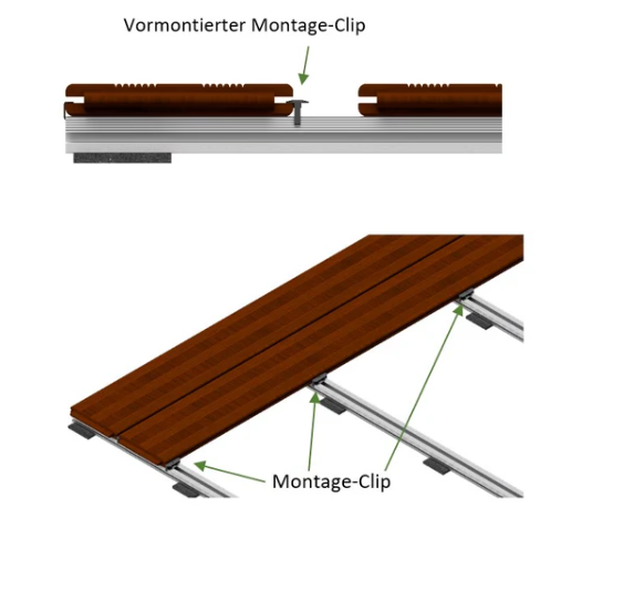 Anwendung des Terrassen Anschlussclip.