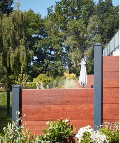 Montagebeispiel Acapulco Pfosten für Bmabuszaun..