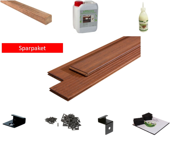 Terrassendielen Komplettpaket Trinidad mit einer Bambus UK.